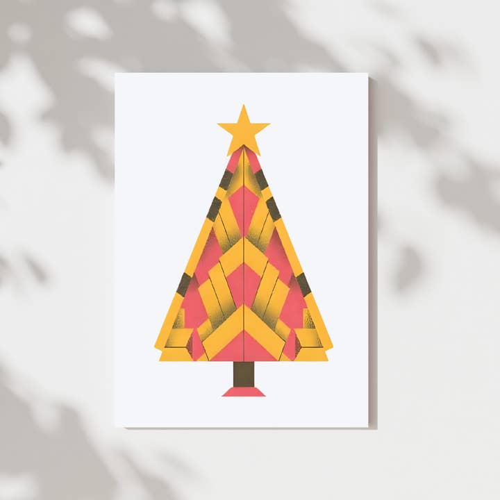 Cryptic Paper Co. - Wholesale Christmas Wall Art - Pink and Yellow Art Deco Christmas Tree Wall Art8