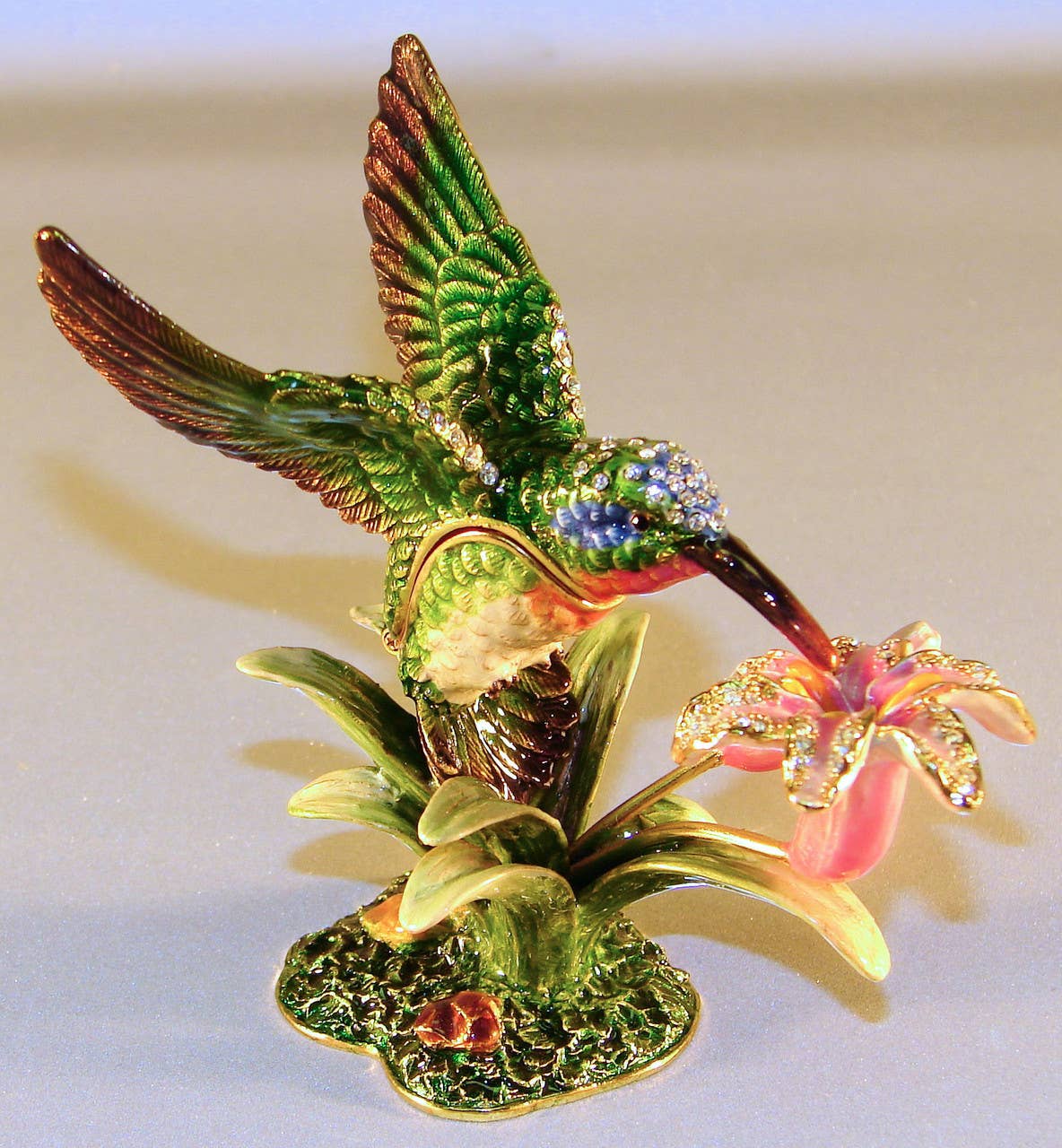 Sea Creations - Wholesale Decorative Box - Jeweled "Hummingbird" Box 3 1/2"