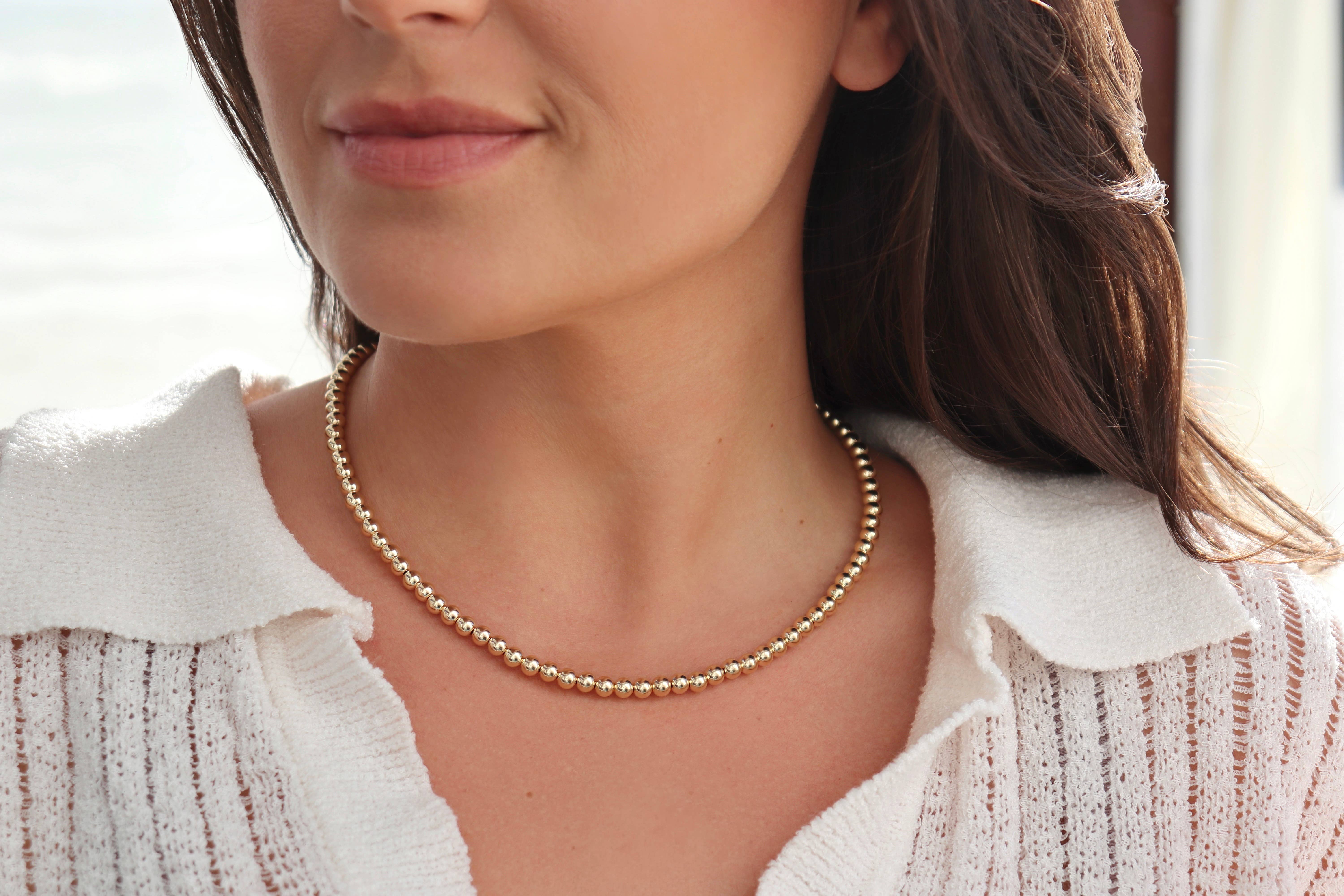 Kaylie Dawn Jewelry - Wholesale Beaded/Pearl Necklace - Jane 14K Gold Filled Classic Gold Beaded Necklace in 5mm1
