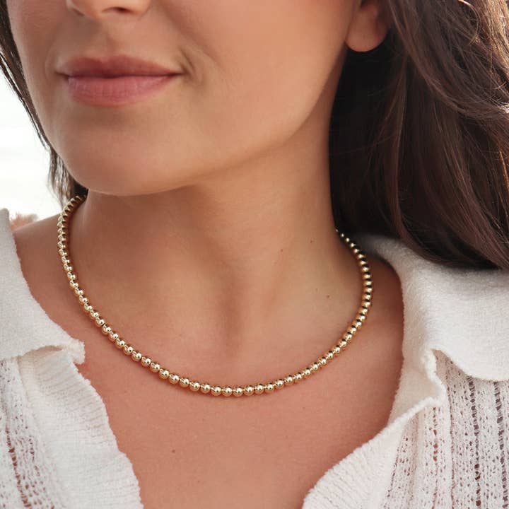 Kaylie Dawn Jewelry - Wholesale Beaded/Pearl Necklace - Jane 14K Gold Filled Classic Gold Beaded Necklace in 5mm1
