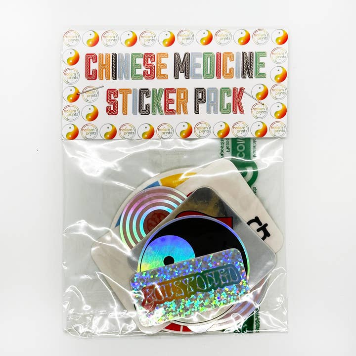 Chinese Medicine Sticker Pack (set of 6) for wholesale by Holism Prints