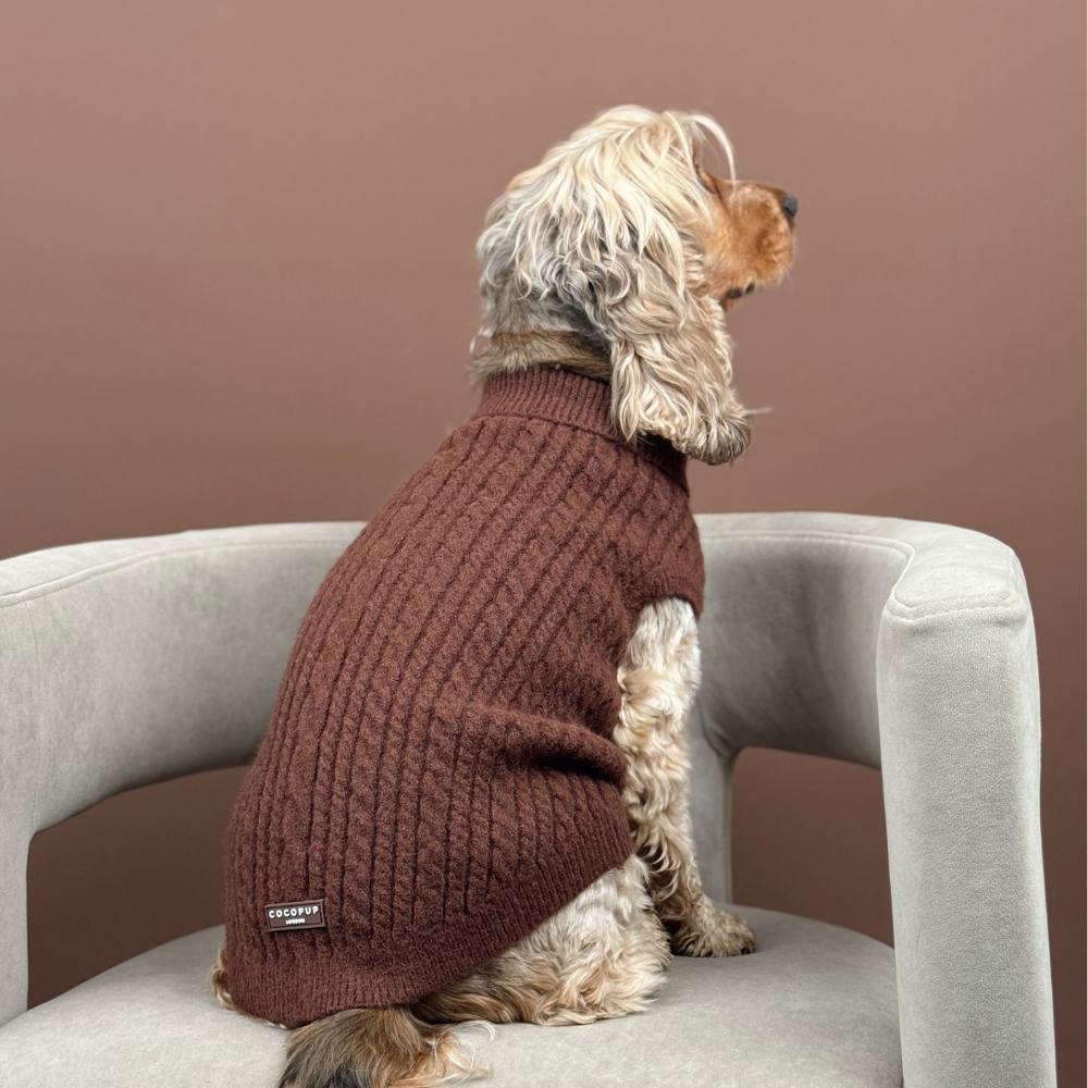 Cocopup London – wholesale Pet jumper – Dog – Cable Knit Jumper - Hot Coco8