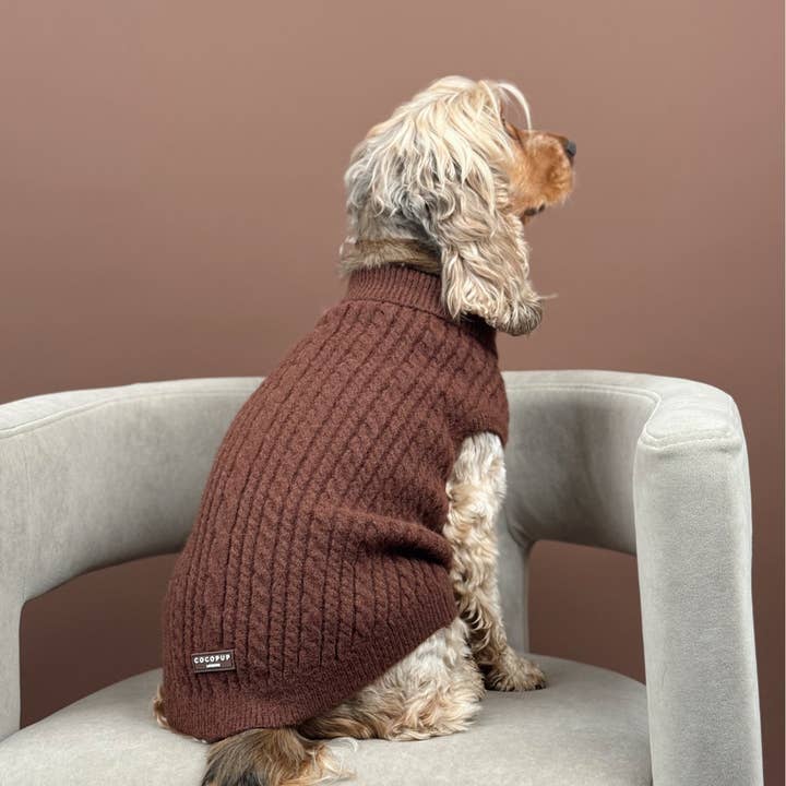 Cocopup London - Wholesale Pet Sweater - Dog - Cable Knit Jumper - Hot Coco8