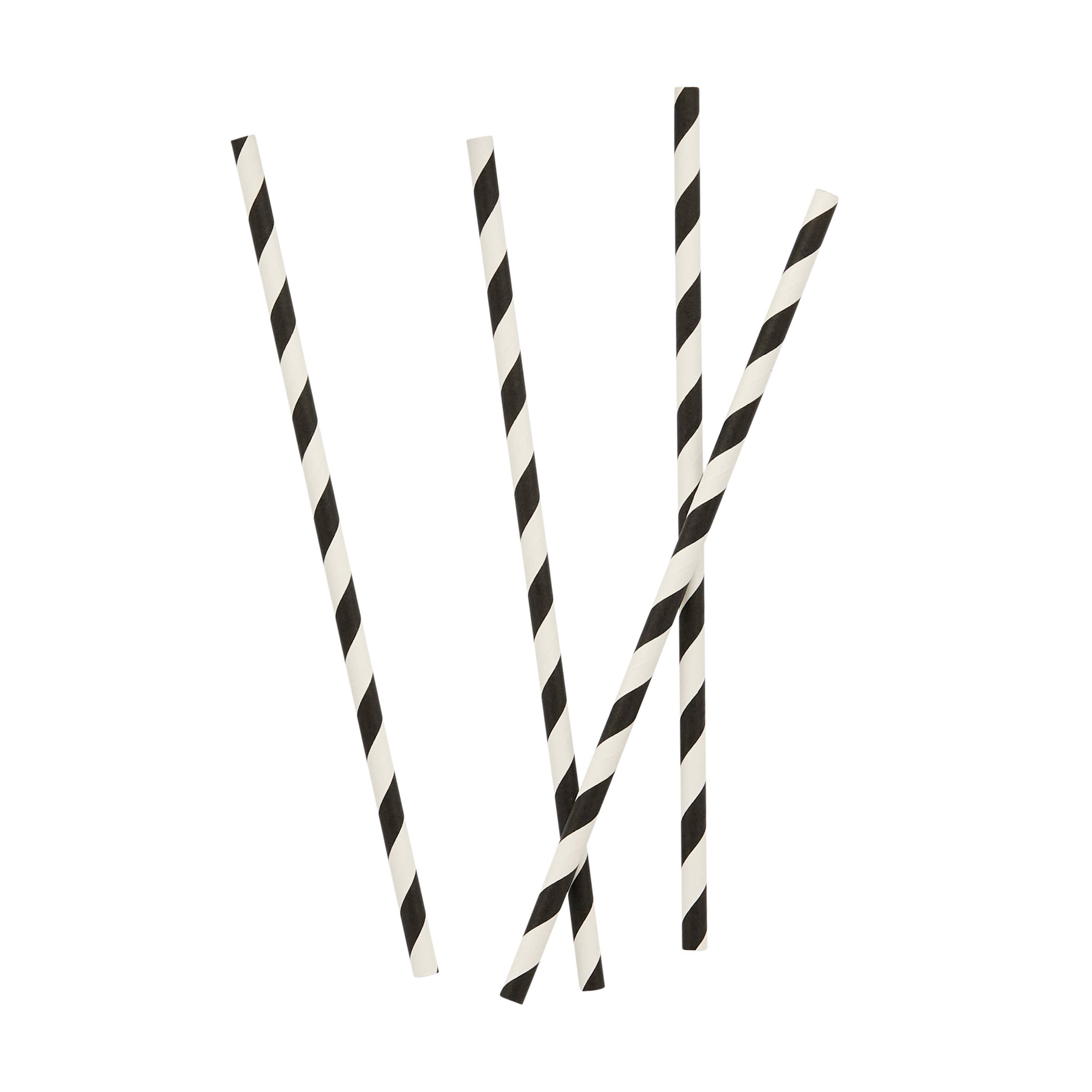Hootyballoo by Club Green – wholesale Drinking straw – Monochrome Striped Paper Straws - Pack of 162