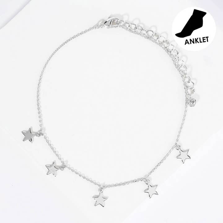Sensibling Corp. - Wholesale Anklet - Gold Dipped Star Charm Station Anklet5