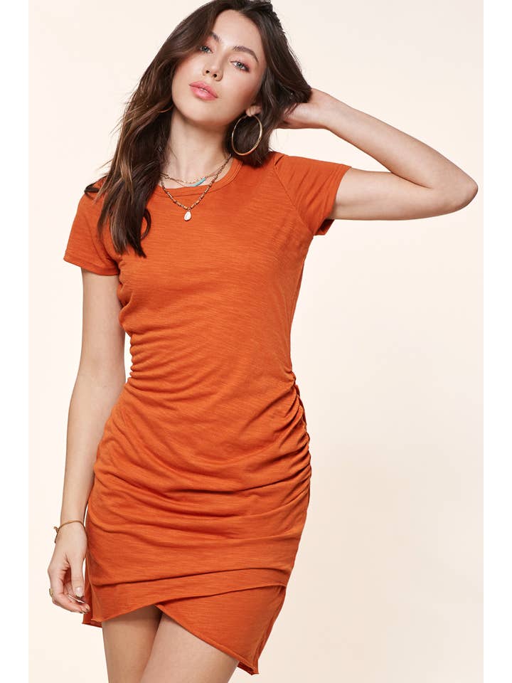 La Miel - Vendita all'ingrosso Vestito - Donna - MLD5010-Mini Abito Leggero A Maniche Corte Con Dettagli Increspati9