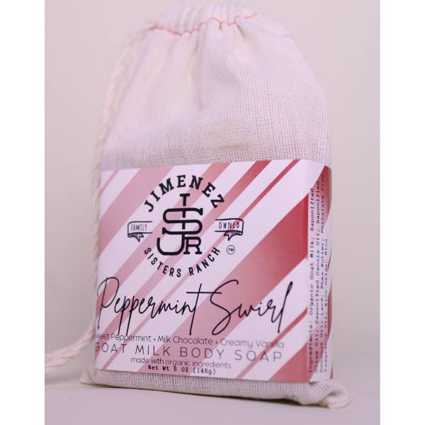 Peppermint Swirl Goat Milk Bar Soap for wholesale by Jimenez Sisters Ranch