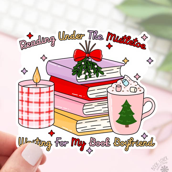 Reading Under The Mistletoe Stickers / Bookish Stickers for wholesale by Book Lover Merch Shop