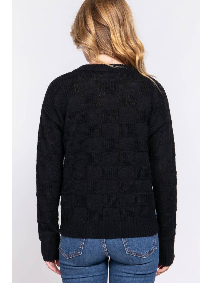 Active Basic | Active USA - Wholesale Knit Sweater - Women's - Long Sleeve V-neck Texture Sweater