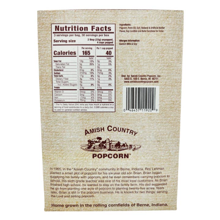 Amish Country Popcorn - Wholesale Popcorn Kernels - 10pk Microwave Buttery White Hulless Popcorn 8