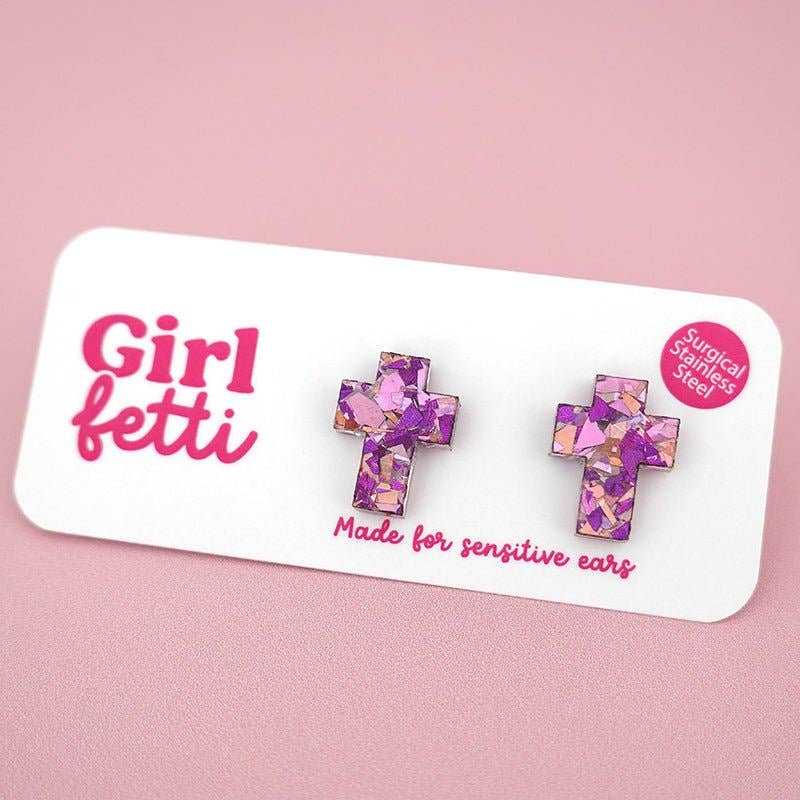 Girlfetti - Wholesale Stud/Post Earrings - Christian Easter Cross Acrylic Stud Earrings2