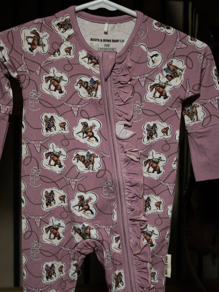 Roped & Branded Dusty Mauve Infant Sleeper for wholesale by Boots & Bows Baby Co