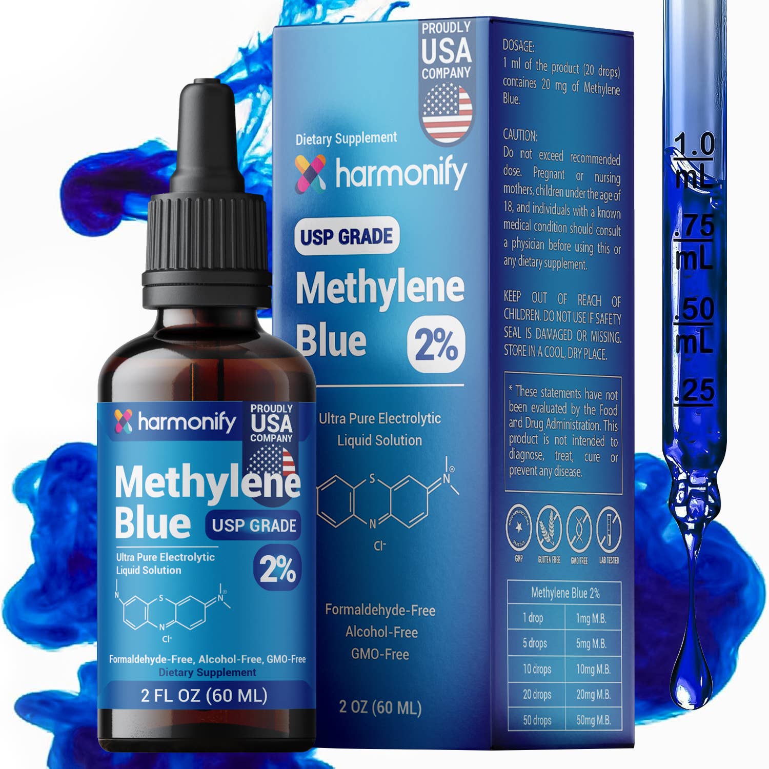 HARMONIFY - Wholesale Oral Supplement/Vitamin - HARMONIFY Methylene Blue 60 ML (2 FL OZ) USP Grade %27
