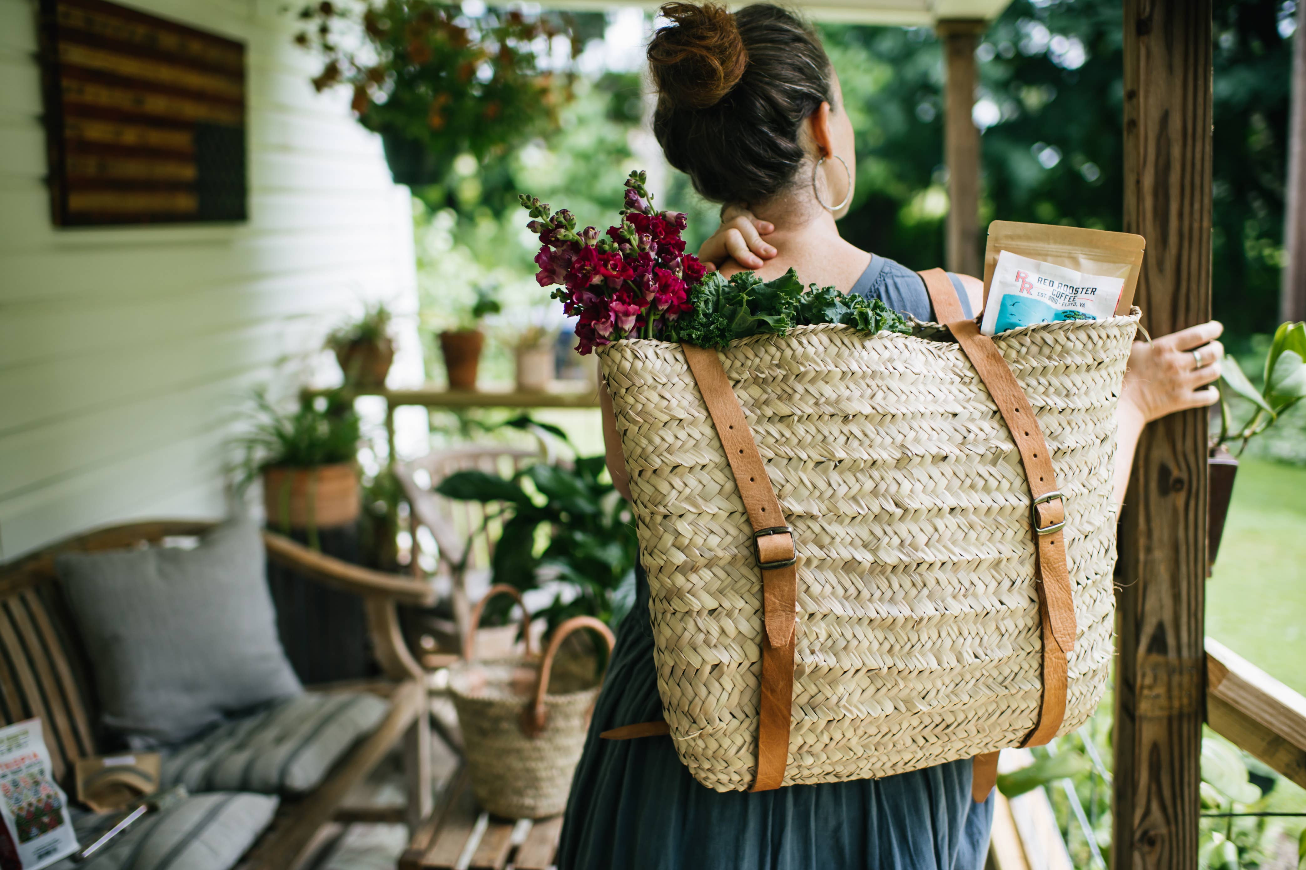 Medina - Wholesale Backpack - Women's - Palm Leaf Backpack Basket