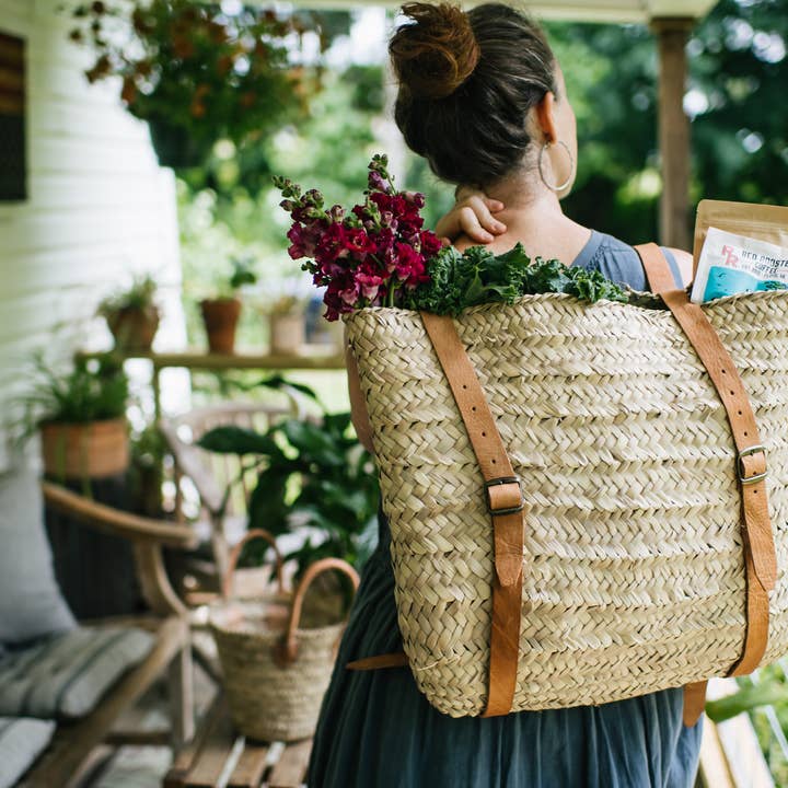 Medina - Wholesale Backpack - Women's - Palm Leaf Backpack Basket