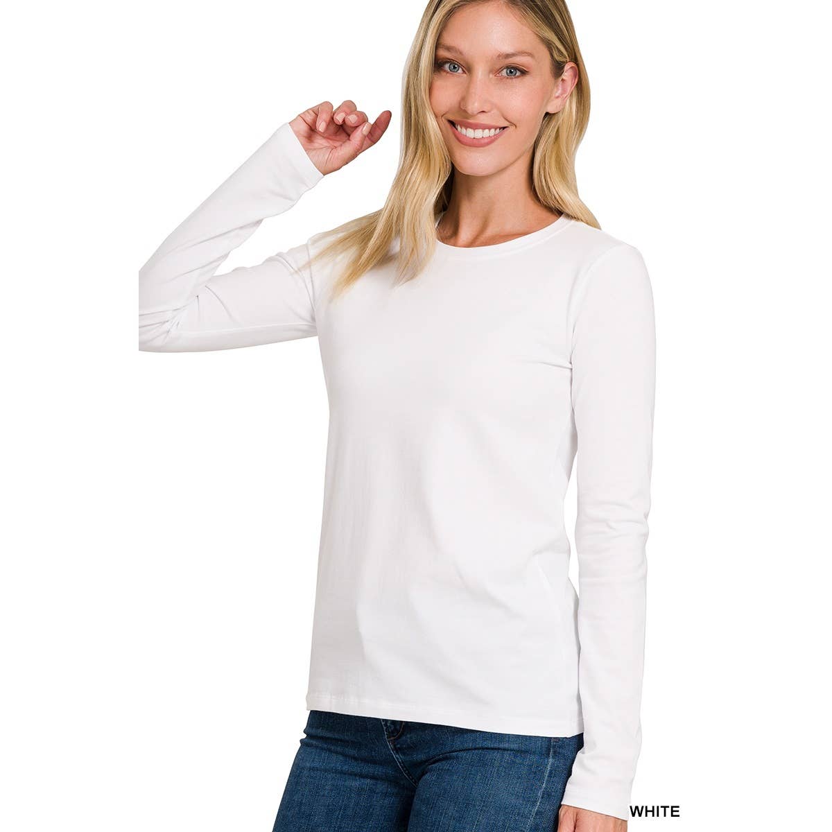 Apolline – wholesale T-shirt (utan tryck) – Dam – BOMULL CREW NECK LÅNGÄRMAD T-SHIRT2