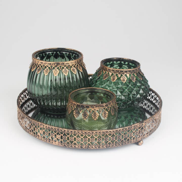 Originals International Ltd - Wholesale Decorative Tray - Antique Gold Mirrored Tray – Elegant Decorative Accent1