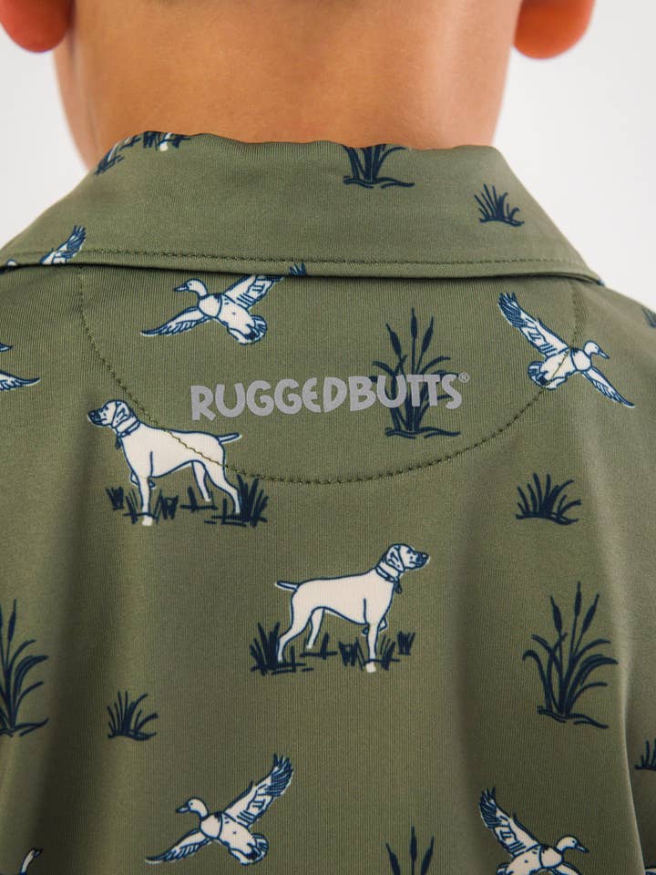 Green Boys Pond Pups Hunting Dog Knit Short Sleeve Performance Polo
for wholesale on Faire6