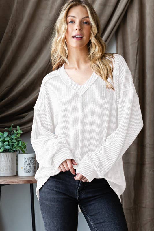 HEIMISH - Wholesale Tunic - Women's - ET7650-10 LONG PUFF SLEEVE SOLID URBAN RIBBED TOP16