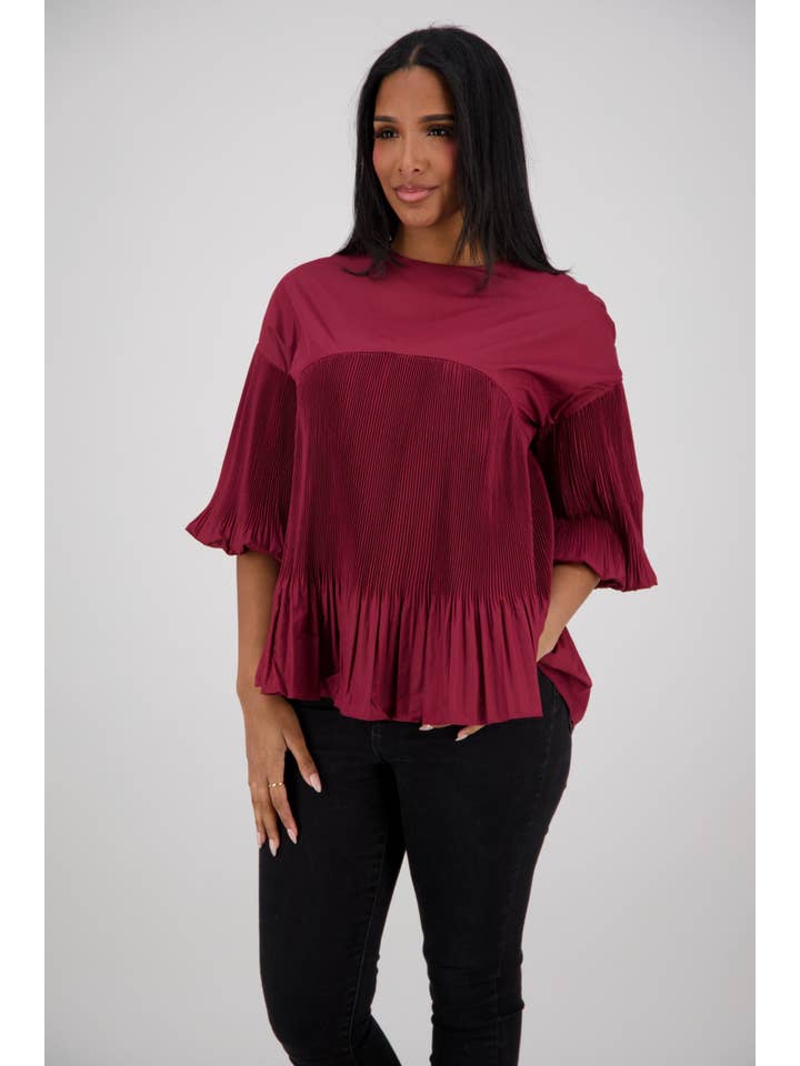 Advance Apparels - Wholesale Blouse - Women's - Back-Zip Accordion Top SW-597213