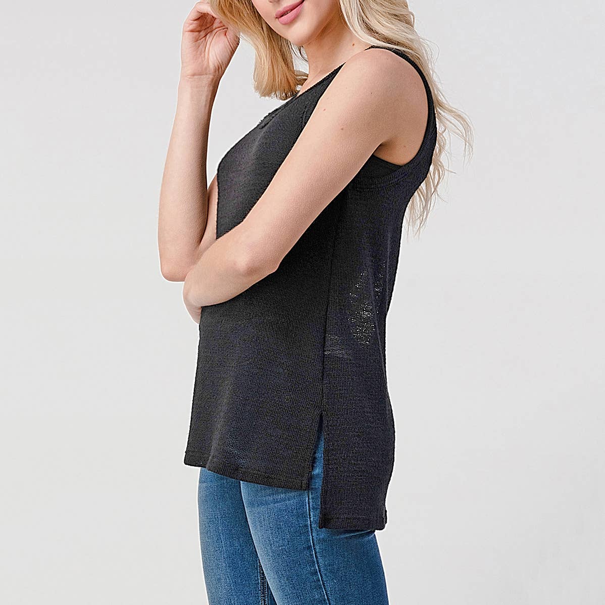 Heimious - Vendita all'ingrosso Canotta - Donna - Canotta Slub Texture con spacchi laterali, T46736