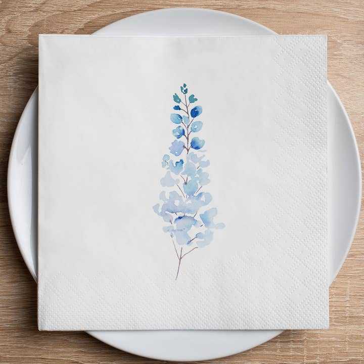 Serviette à cocktail bleue à grande fleur pour la vente par Altoonastore