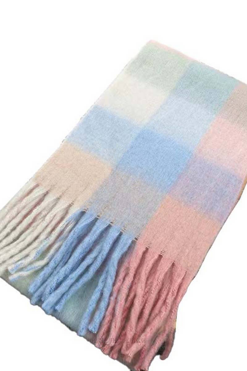 NINEXIS - Wholesale Scarf - Women's - CWASC03407_COLOR PLAID FUZZY WARM SCARF WINTER THICK SHAWL5