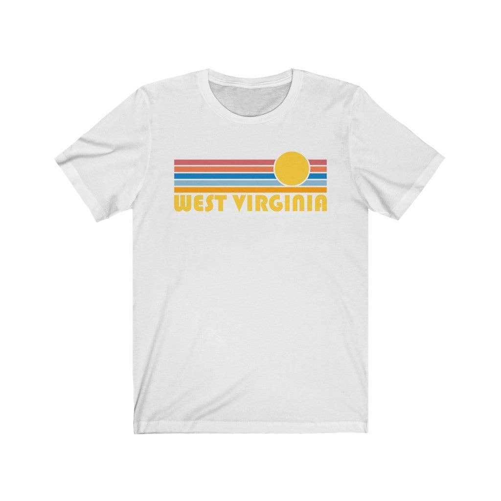 Hey Mountains - Vente T-shirt sérigraphié – unisexe - T-shirt West Virginia - Retro Sunrise pour adulte, unisexe, West Virg4