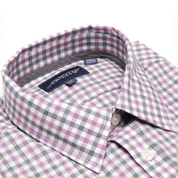 Jeremy Argyle - Vendita all'ingrosso Camicia button down - Uomo - Brickell viola e grigio a quadri