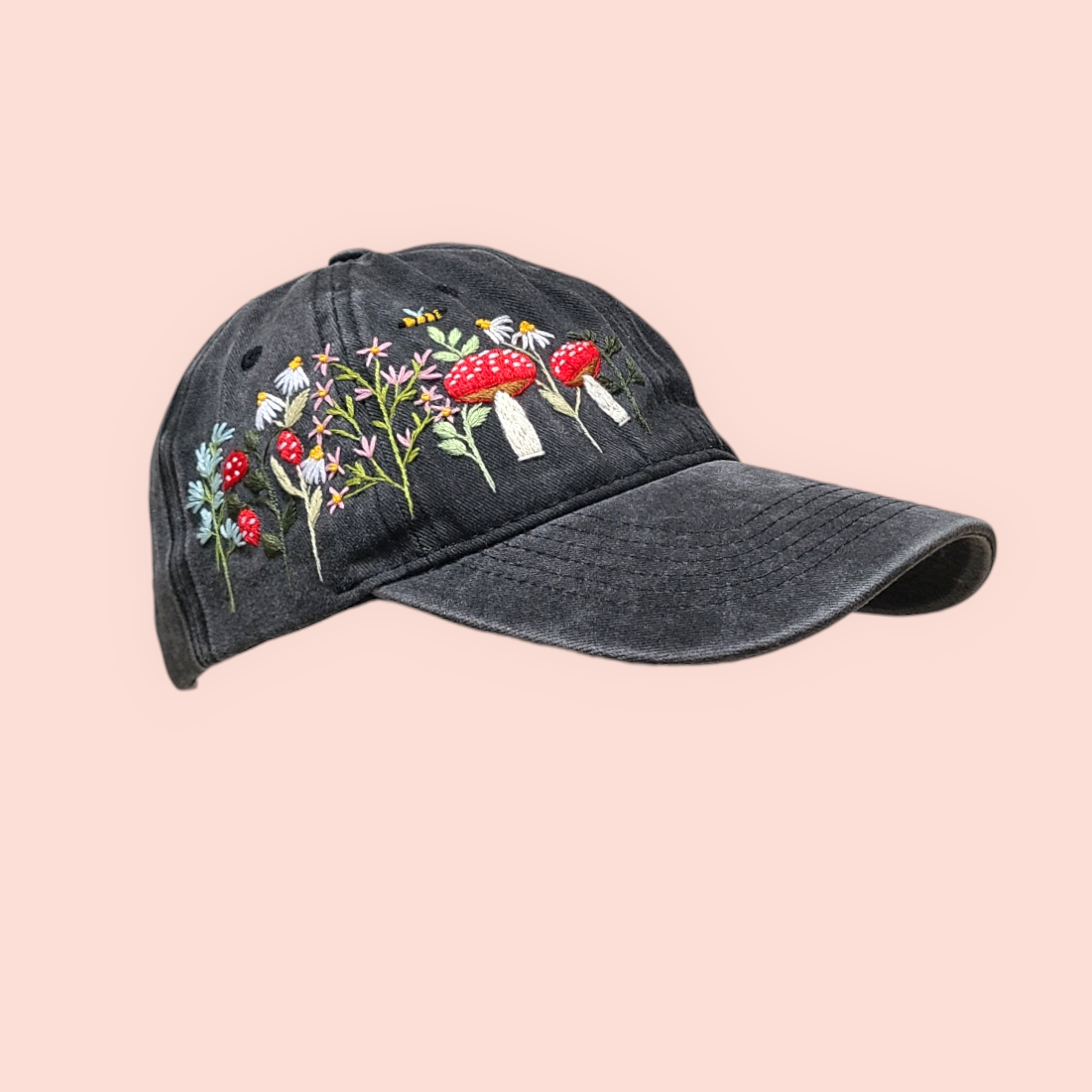 Olala Mia - Wholesale Hat Accessory - Women's - Hand-embroidery flower and mushroom baseball cap 4