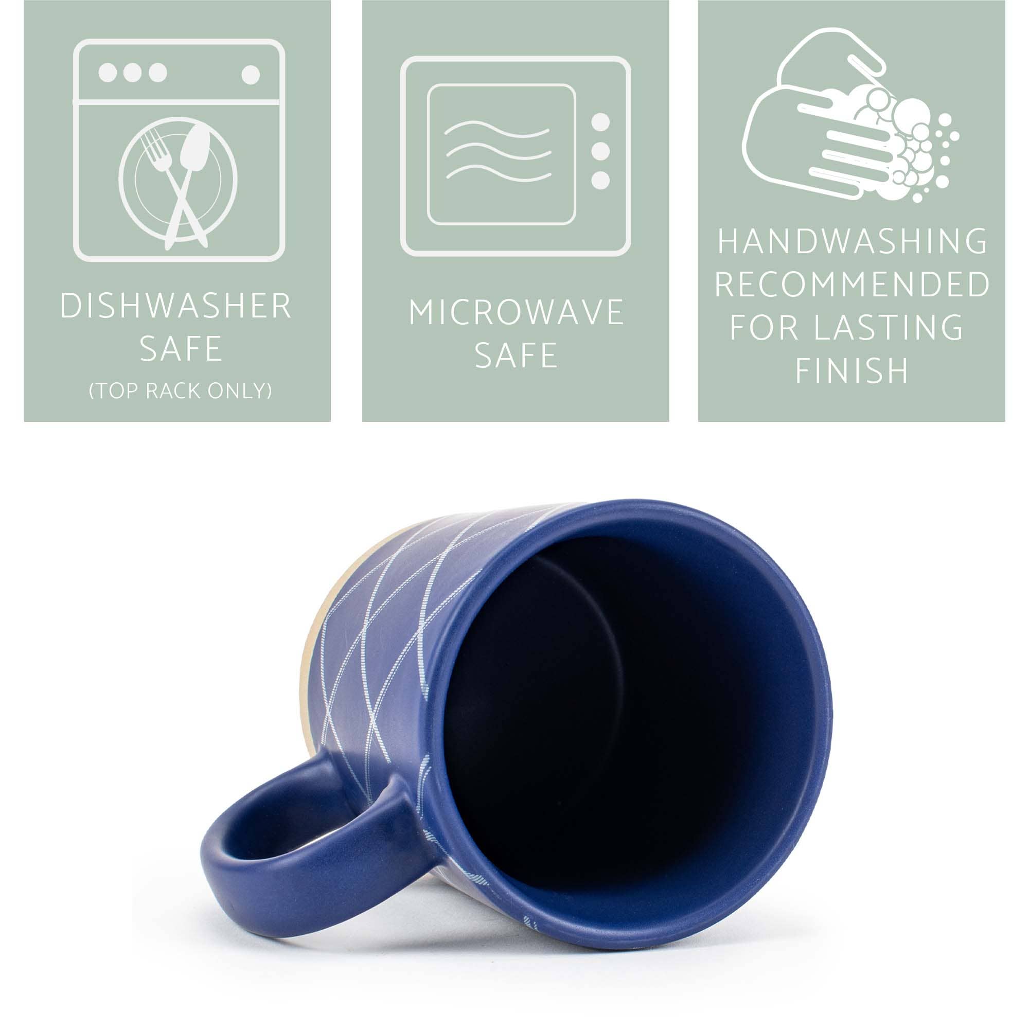 EAST AVENUE - Wholesale Koffiemok - Keramische Mok 4-Pack Ruwe Onderkant Donkerblauw PRIJS IS PER MOK3