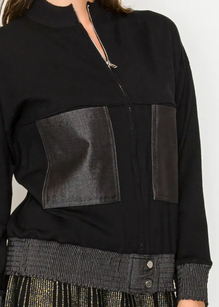 Yal New York – Cardigan - Mulher por atacado – Casaco de Malha Preto com Fecho éclair4