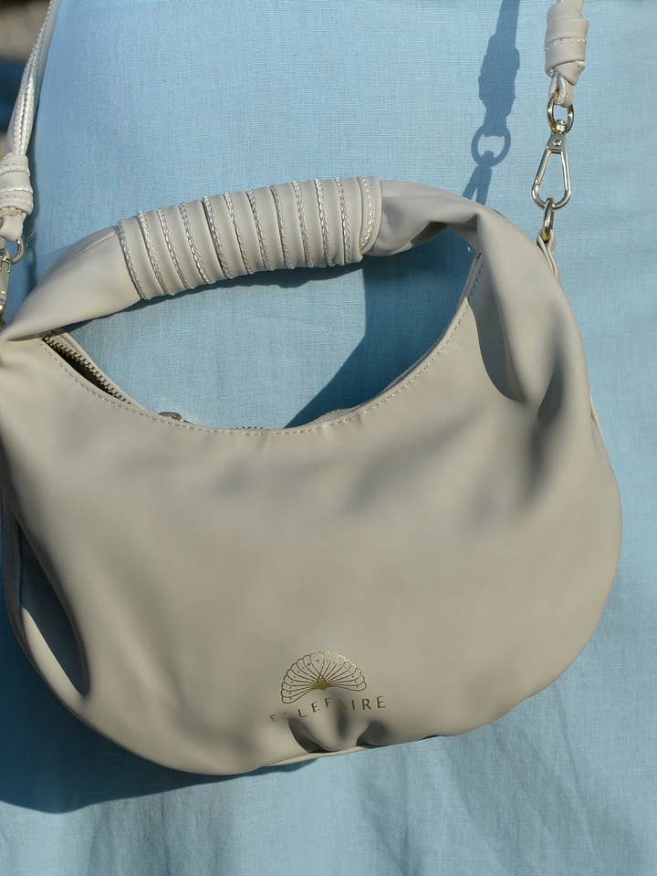 Sienna Crossbody Handbag made from recycled vegan material in Soft Grey for wholesale by Ellefaire