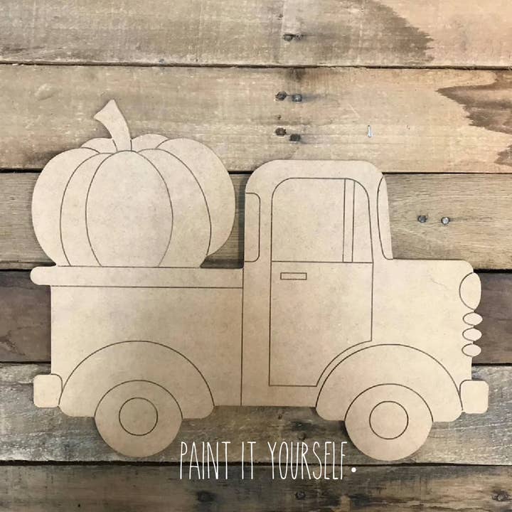 Paint and Sip : kit d'art en bois à faire soi-même, camion avec citrouille pour la vente par Honey And Sugar Designs