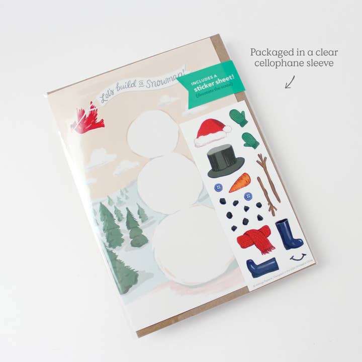 Inklings Paperie - Wholesale Season's Greetings Card - Sticker Scene Card - Build a Snowman1