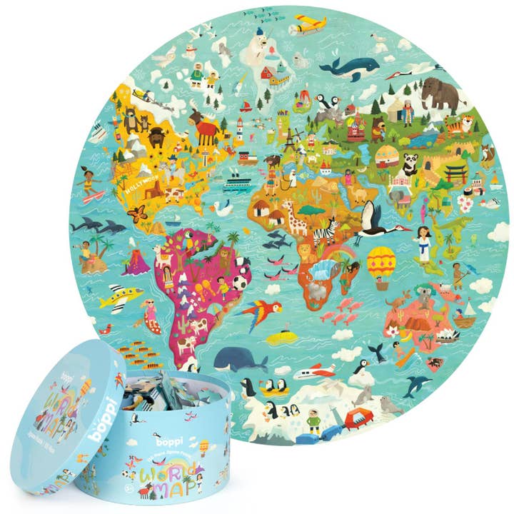 boppi 150 Piece Kids Round Jigsaw Puzzle - World Map BRP004 for wholesale by Click Europe Ltd