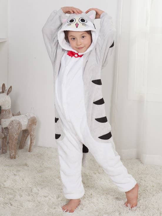 Jammies For Parties - Wholesale Onesie - Kids - Kids Unisex Animal Onesies - Cat1