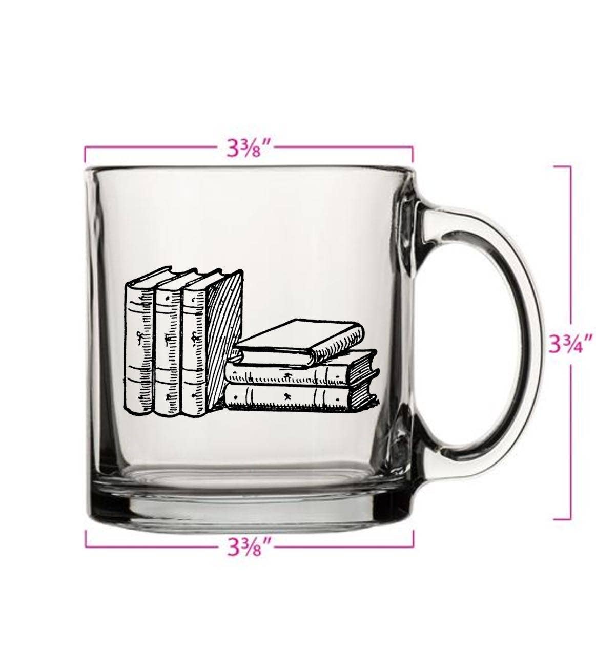 Fly Paper Products - Wholesale Coffee Mug - Stack of Books 13oz Glass Tea or Coffee Mug2