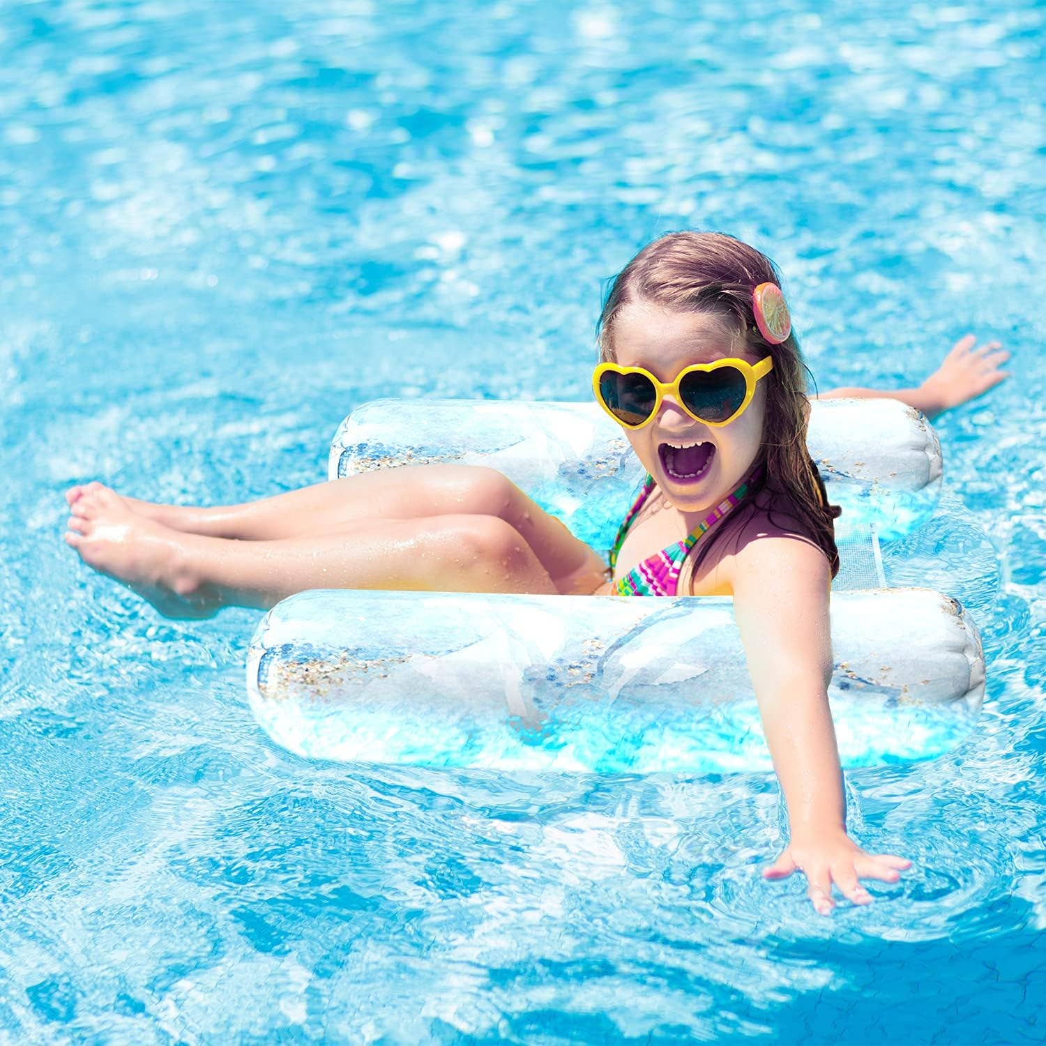 Infinite Basics – Engroshandel Hængekøje – [3-pakke] Premium Pool Floats Oppustelige liggestole - svømmehængekøje til voksne med mesh-bundsæde (bulkpakke)5