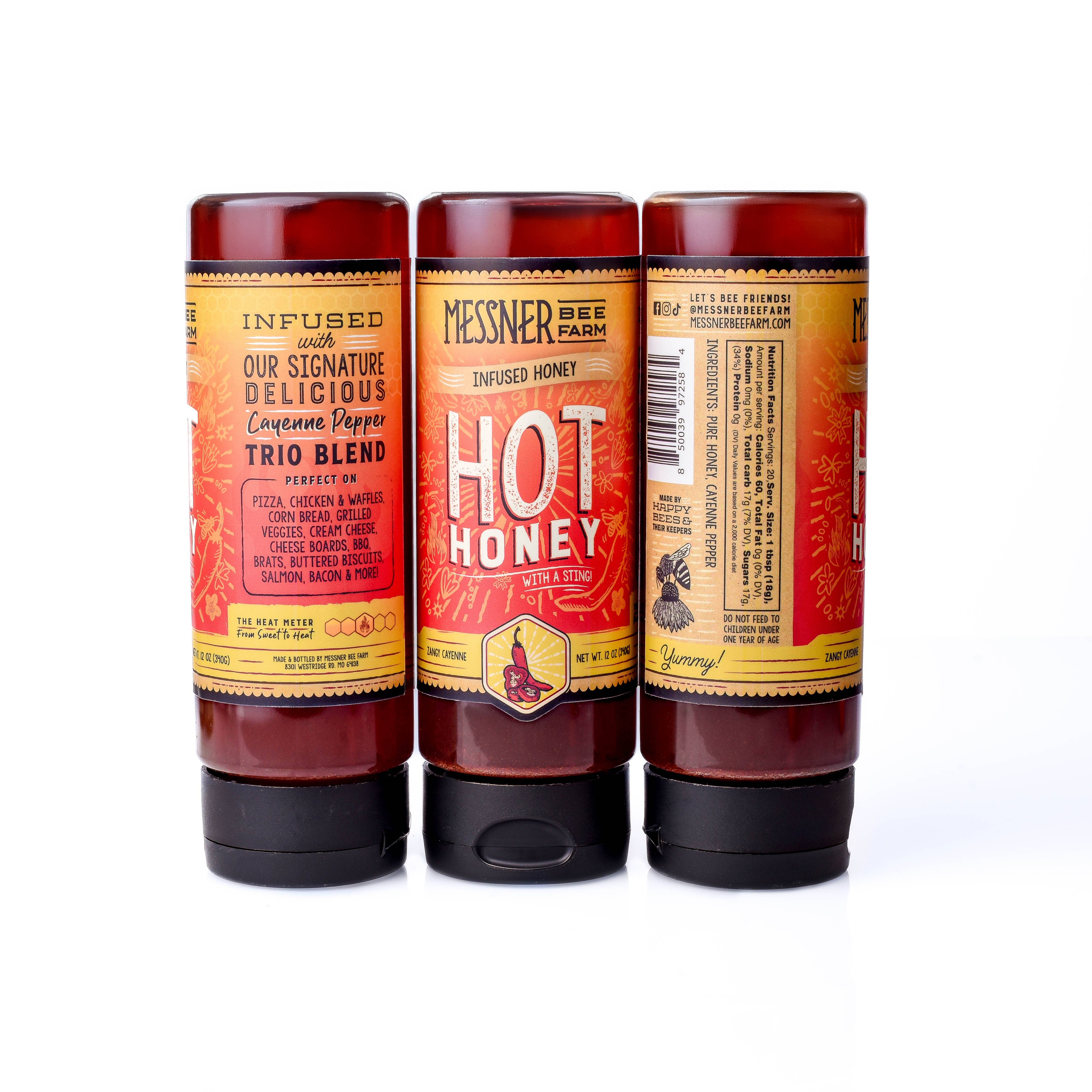 Messner Bee Farm – wholesale Honung – Hot Honey "With a Sting!" / 12 oz (340 g) / Kansas City-influerad honung1