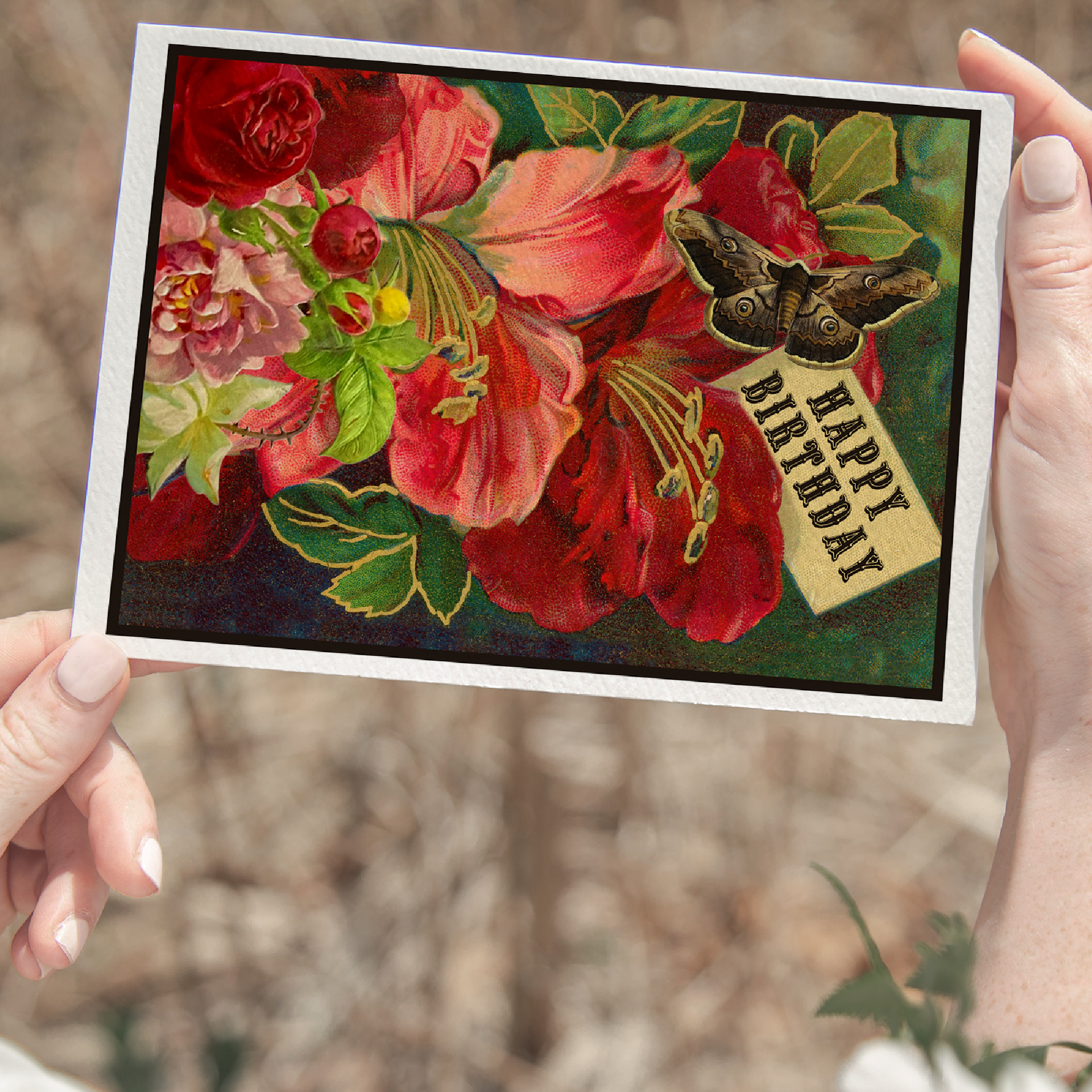 Cheerful Whimsies - Wholesale Birthday Card - Birthday Card. Bright Florals With Moth.3