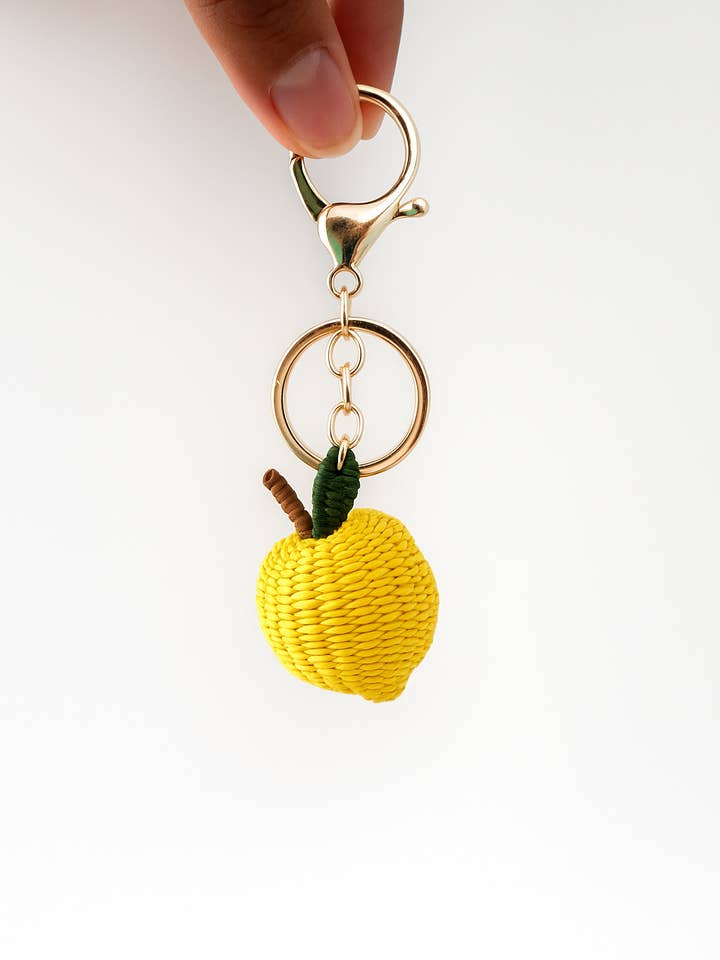 Lemon bag charm, Handwoven and unique for wholesale by Ochabe