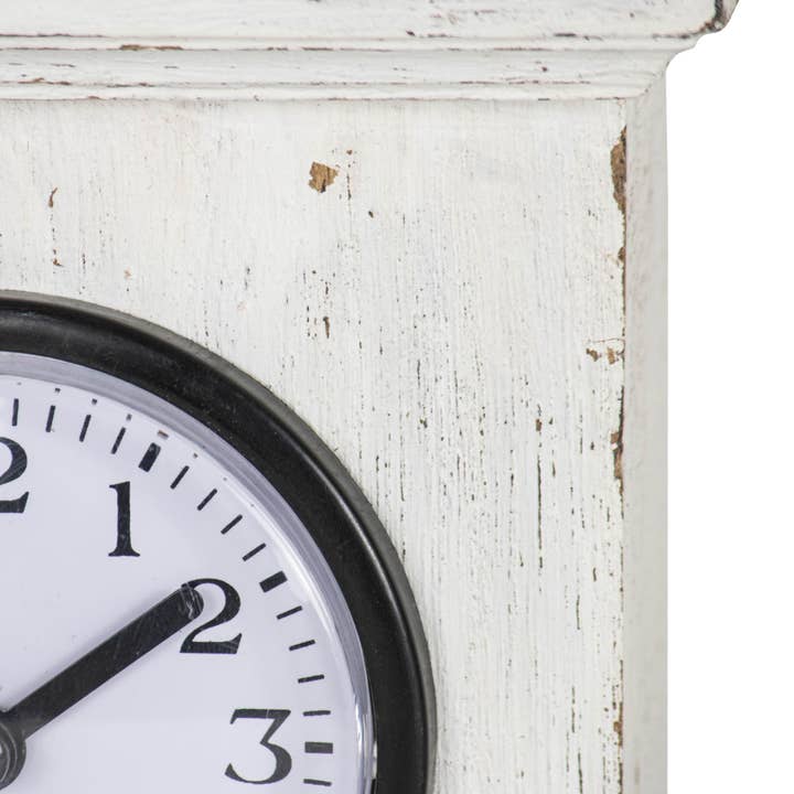 Foreside Home & Garden - Wholesale Desk Clock - Ramona Square White Wood Tabletop Clock with Silver Accents2