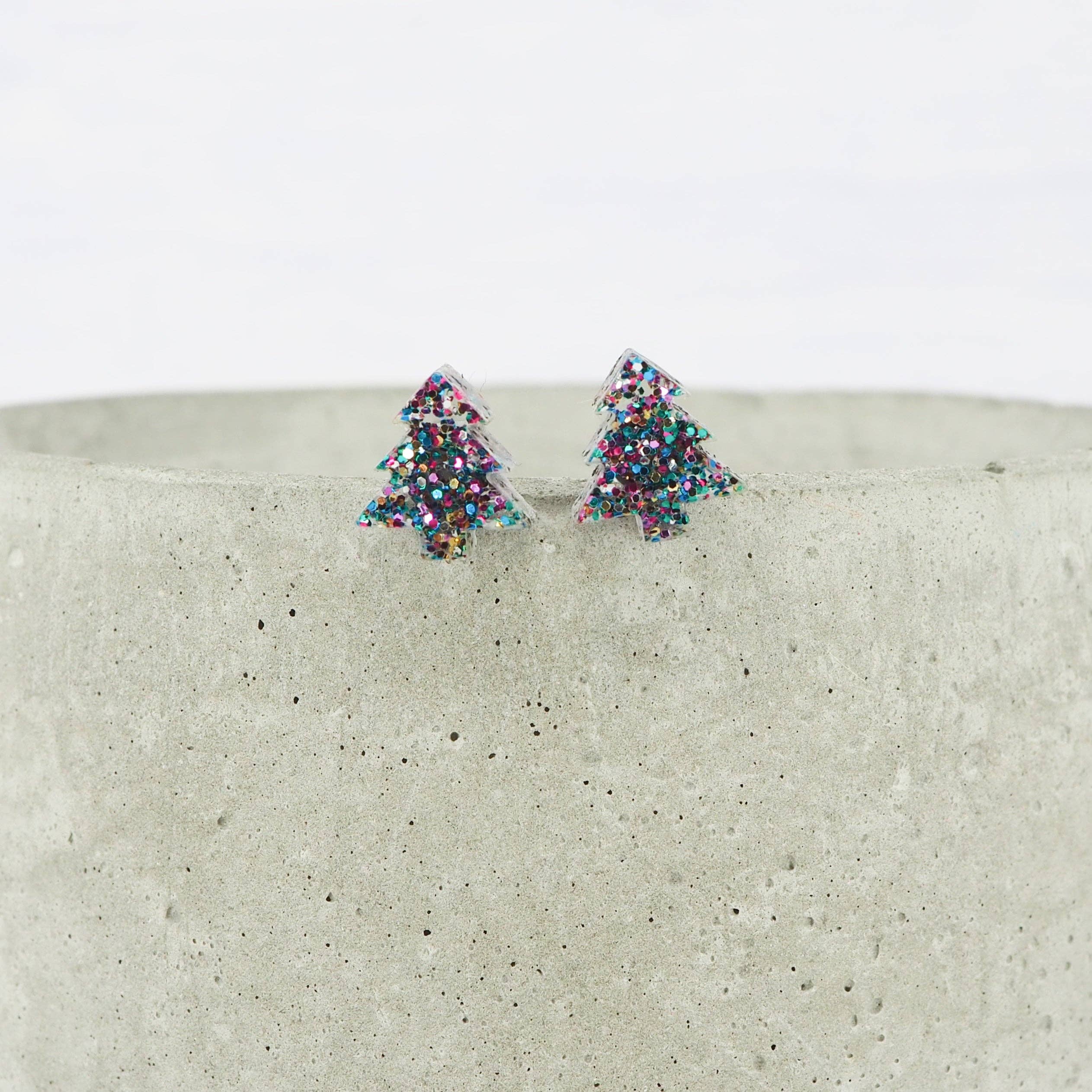 MadebyJenWren – wholesale Stud/post earrings – Mixed glitter Christmas tree studs1