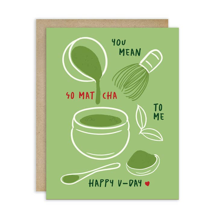 Carte de Saint-Valentin So Matcha to Me | Thé vert japonais pour la vente par Cute Asian Cards