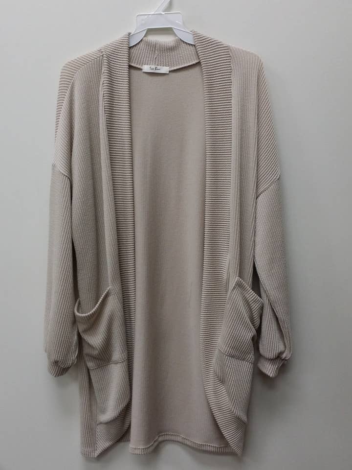 RIBBED CARDIGAN WITH POCKETS for wholesale by Tres Bien, Inc