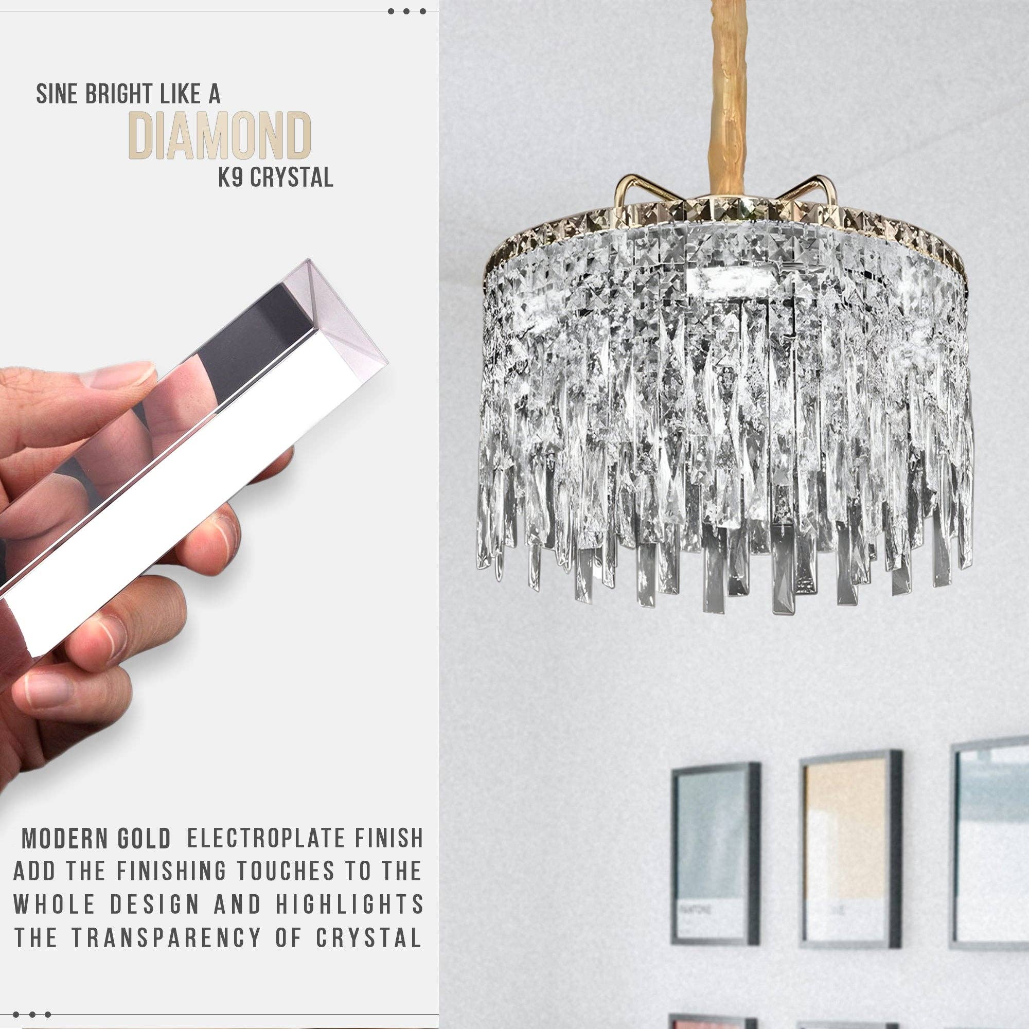 Ledsone - Vente Lustre/Suspension - Lustre moderne en cristal doré à plafond - modèle 48046