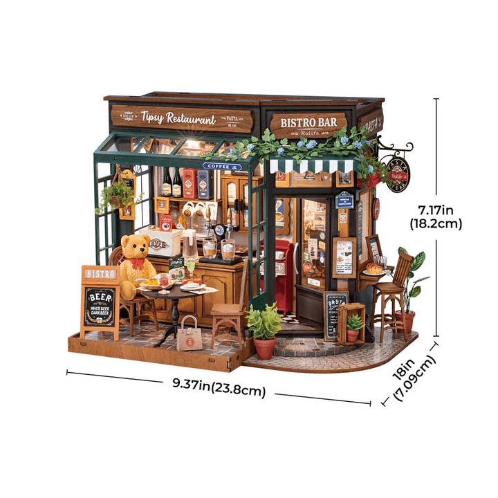 Robotime - Wholesale DIY Craft Kit - DG167 Tipsy Restaurant Rolife DIY House Crafts Miniature 1