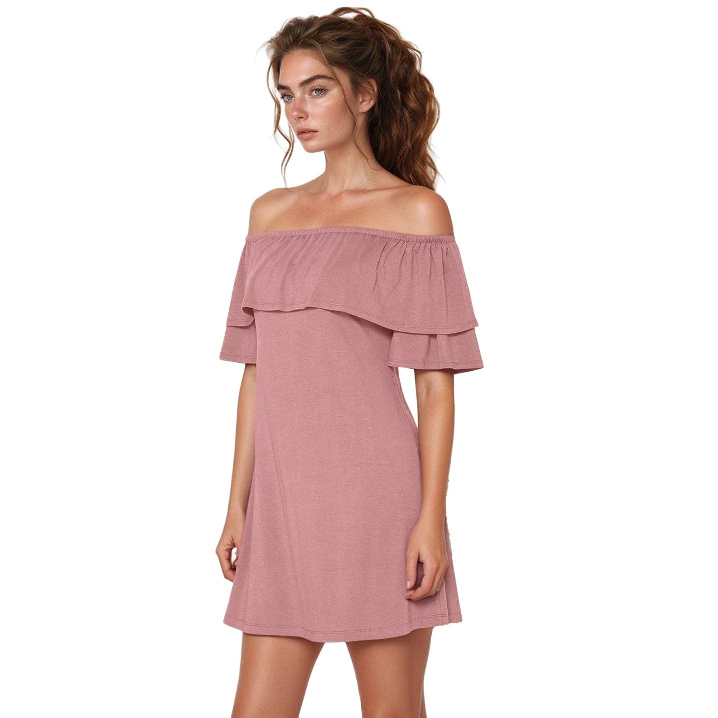 Robin K - Wholesale Dress - Women's - Women's Basic Off Shoulder Midi Dress5
