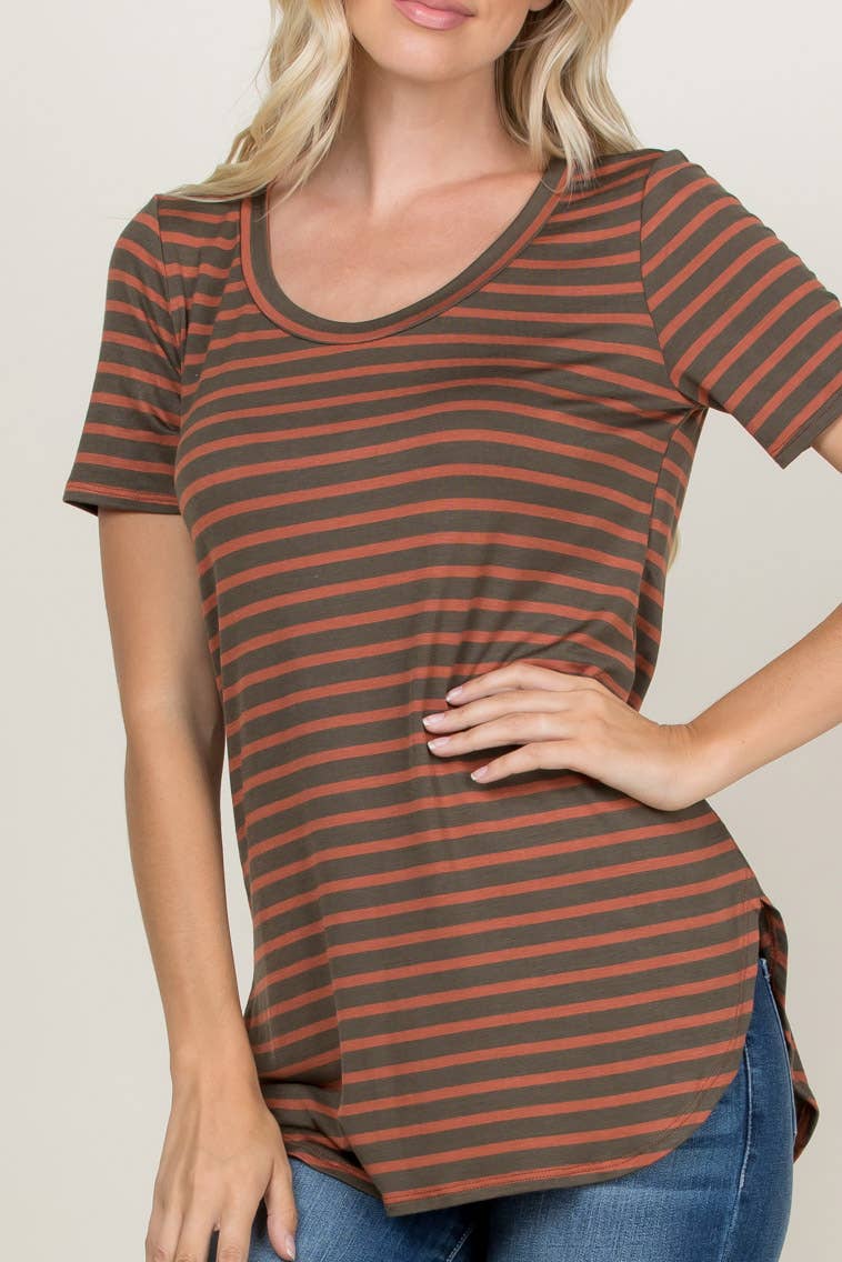 A.gain – wholesale Tunic – Women’s – 10183SS05 Striped Short Sleeve Scoop Neck Top9